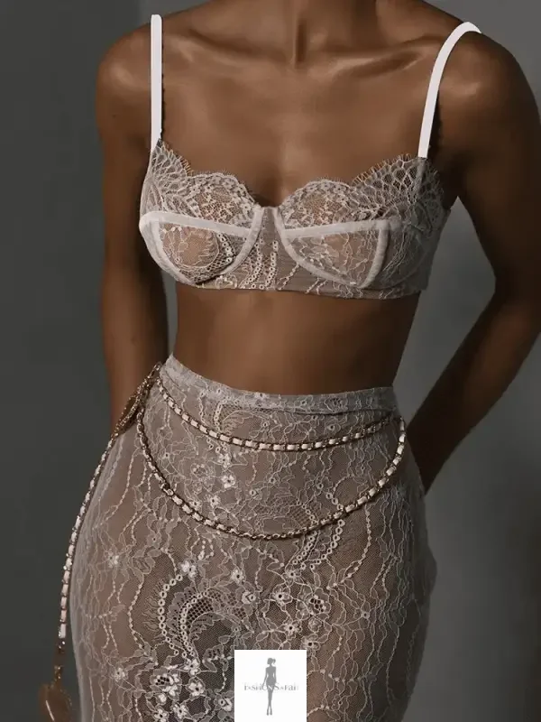 Fashionsarah.com Fashionsarah.com Elegant And Transparent Maxi Skirt with Top