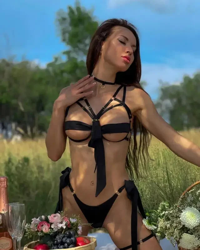 Bowknot Lingerie Sensual with Open Bra | Fashionsarah.com