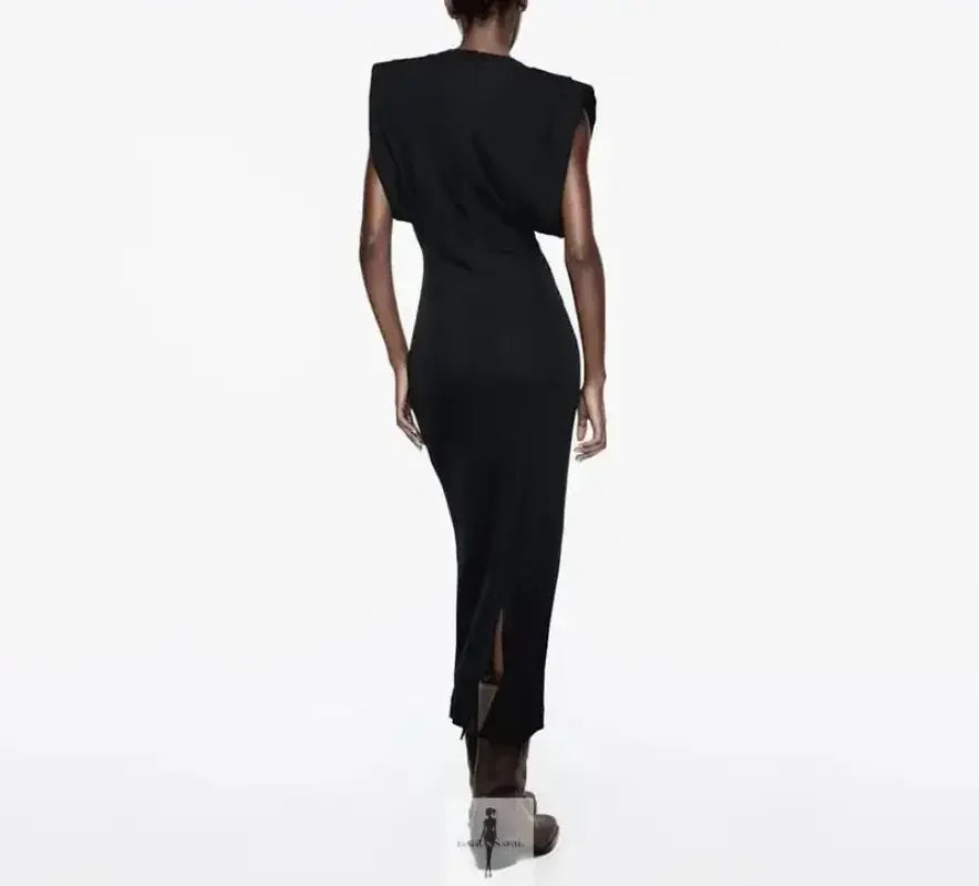 Fashionsarah.com Fashionsarah.com Black Shoulder Pads Bodycon Dress