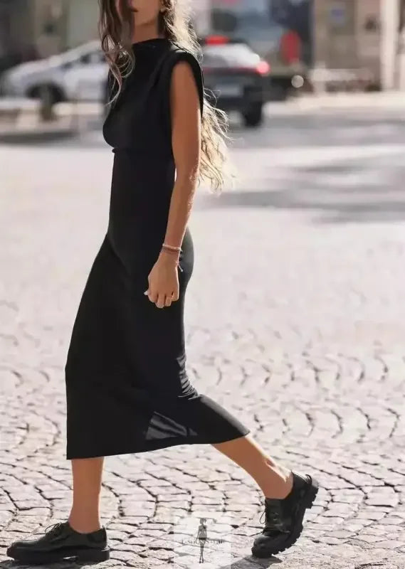 Fashionsarah.com Fashionsarah.com Black Shoulder Pads Bodycon Dress