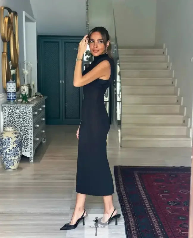 Fashionsarah.com Fashionsarah.com Black Shoulder Pads Bodycon Dress