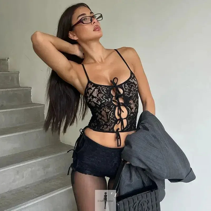 Fashionsarah.com Fashionsarah.com Mesh Bow Crop Top