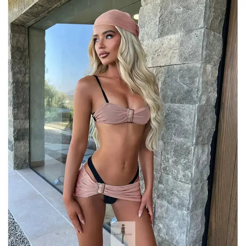 Fashionsarah.com Fashionsarah.com 4 Pcs Bikini Set mini skirt and scarf