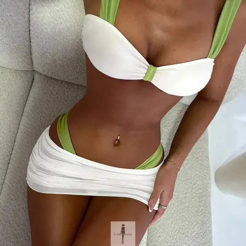 Fashionsarah.com Fashionsarah.com 3 Pieces Bikini Set With Mini Skirt