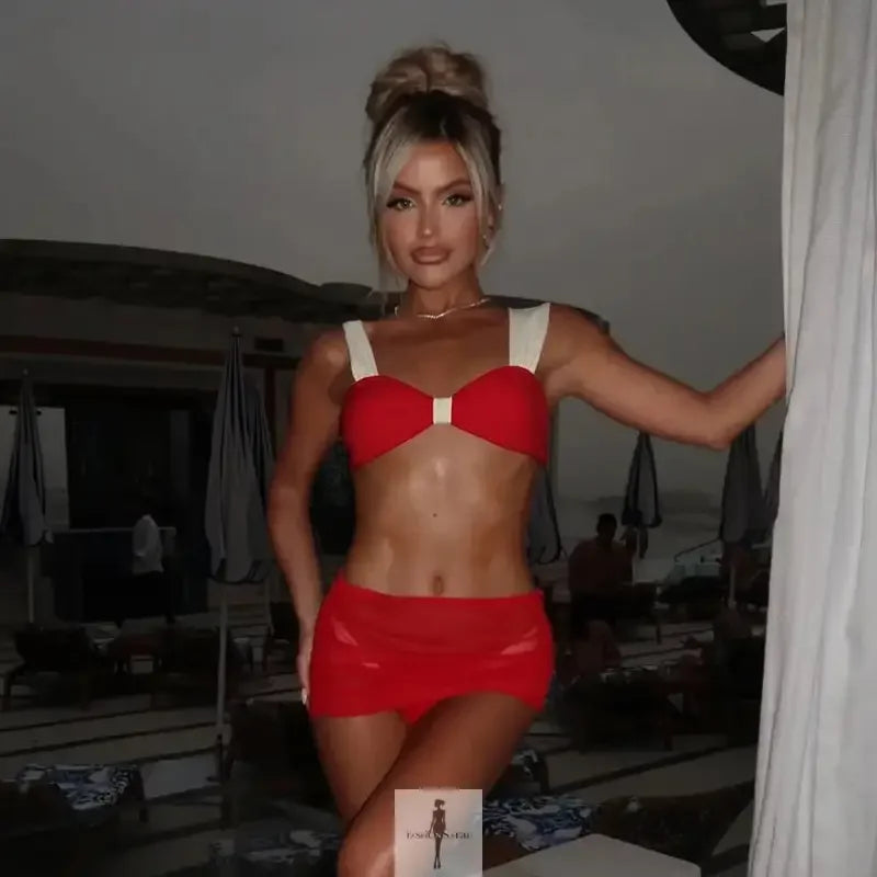 Fashionsarah.com Fashionsarah.com 3 Pieces Bikini Set With Mini Skirt