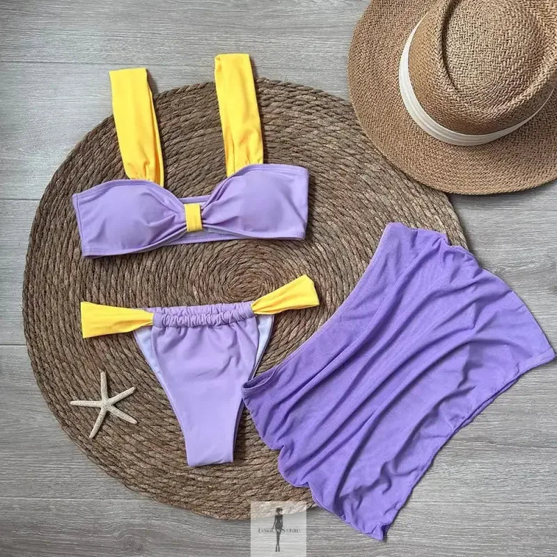 Fashionsarah.com Fashionsarah.com 3 Pieces Bikini Set With Mini Skirt