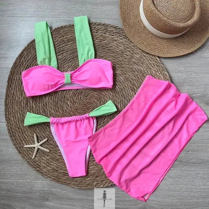 Fashionsarah.com Fashionsarah.com 3 Pieces Bikini Set With Mini Skirt