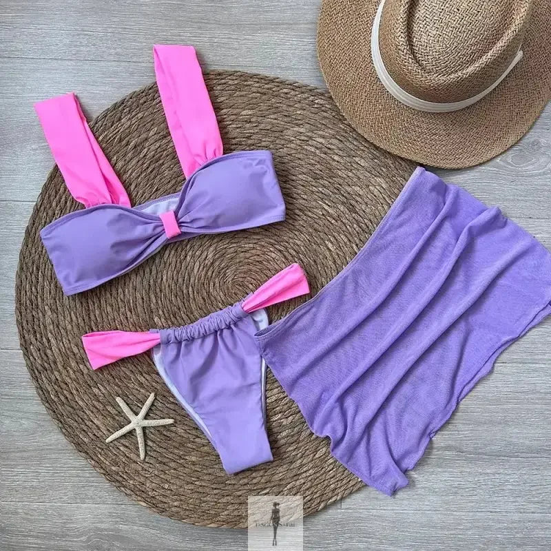 Fashionsarah.com Fashionsarah.com 3 Pieces Bikini Set With Mini Skirt