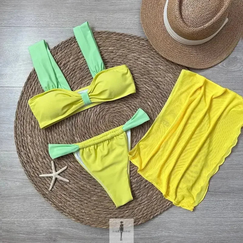 Fashionsarah.com Fashionsarah.com 3 Pieces Bikini Set With Mini Skirt