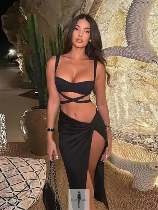 Fashionsarah.com Fashionsarah.com Crop Top with Skirts Beach Outfit