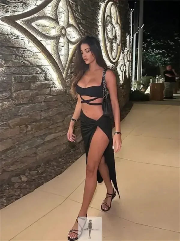 Fashionsarah.com Fashionsarah.com Crop Top with Skirts Beach Outfit