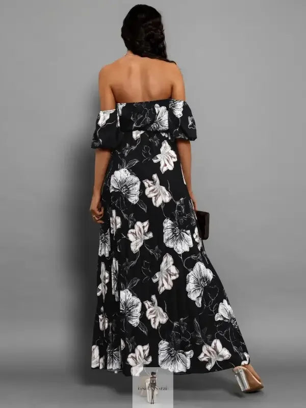 Fashionsarah.com Fashionsarah.com Pleated Floral Off-Shoulder Short Sleeve Midi Dress