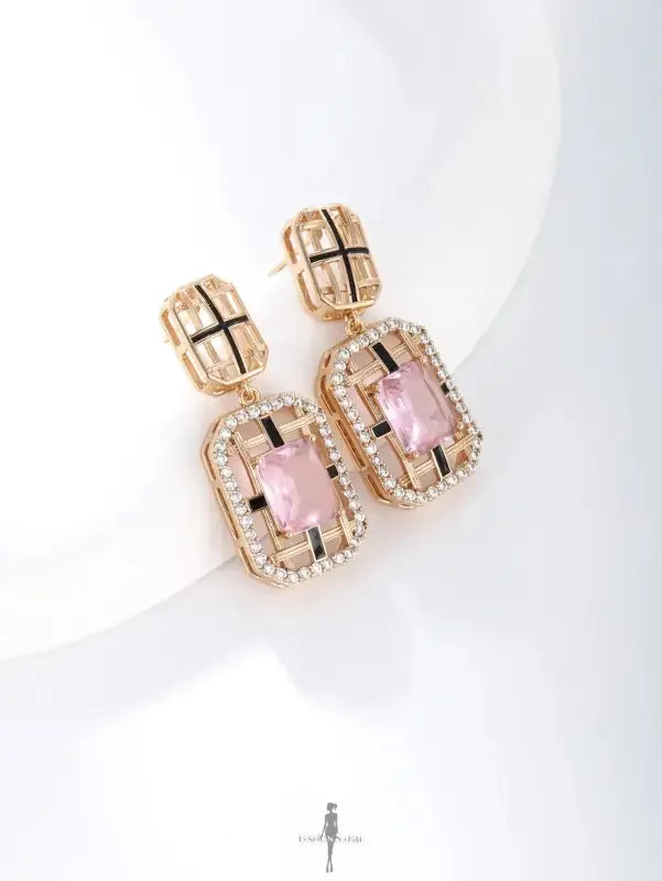 Fashionsarah.com Fashionsarah.com Square retro 18K gold zircon earrings