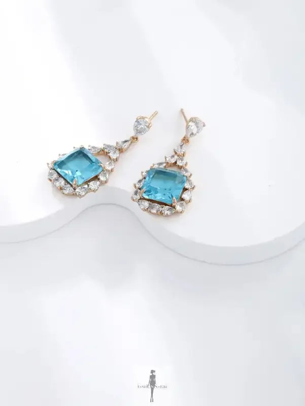 Fashionsarah.com Fashionsarah.com Square retro 18K gold zircon earrings