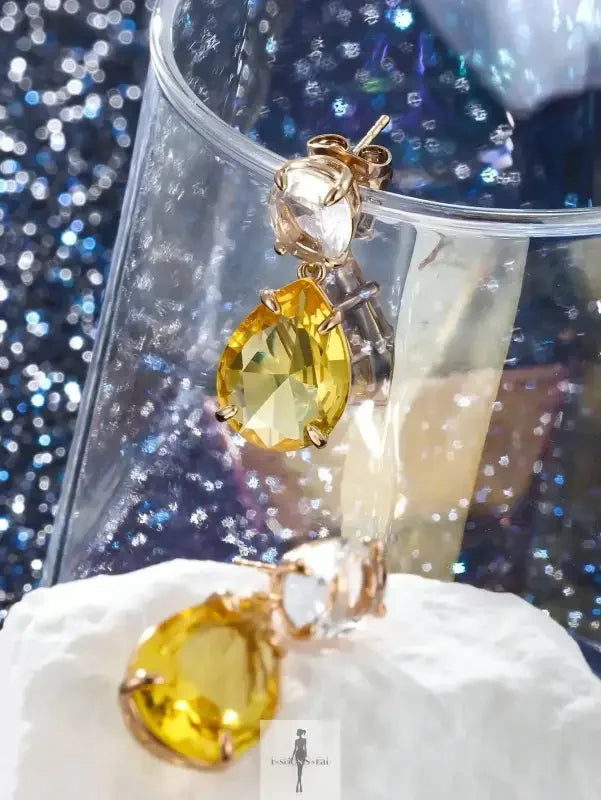 Fashionsarah.com Fashionsarah.com Yellow geometric zircon earrings