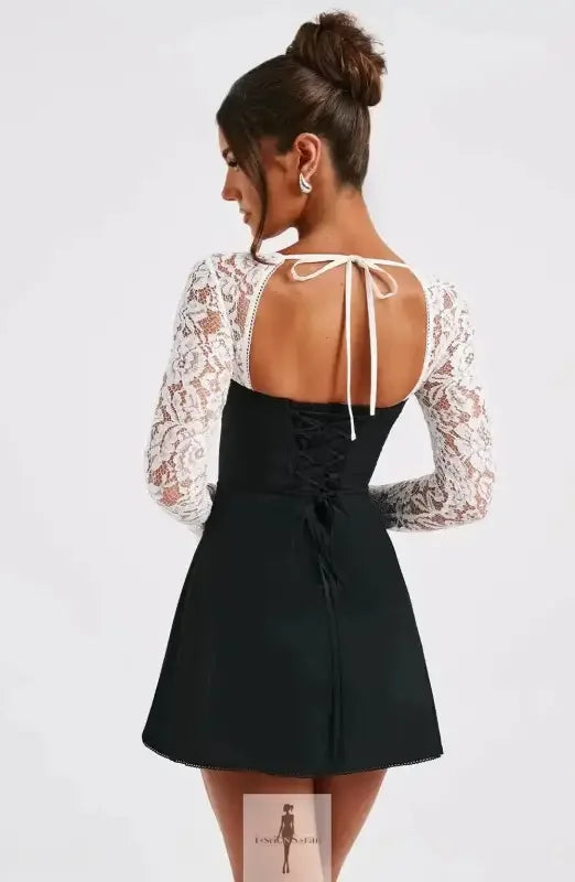 Fashionsarah.com Fashionsarah.com Low Cut Mini Sexy Lace Long Sleeve