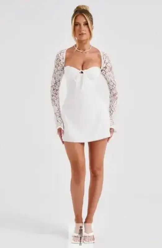 Fashionsarah.com Fashionsarah.com Low Cut Mini Sexy Lace Long Sleeve