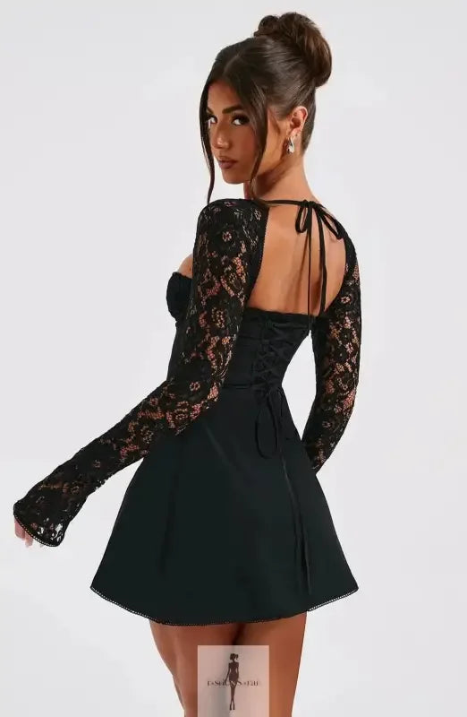 Fashionsarah.com Fashionsarah.com Low Cut Mini Sexy Lace Long Sleeve