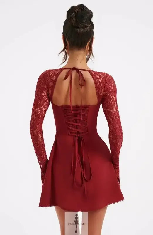 Fashionsarah.com Fashionsarah.com Low Cut Mini Sexy Lace Long Sleeve