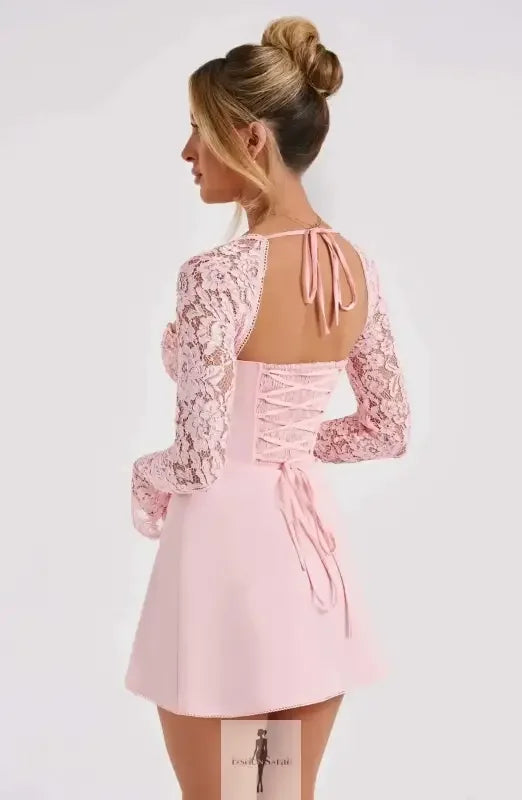 Fashionsarah.com Fashionsarah.com Low Cut Mini Sexy Lace Long Sleeve