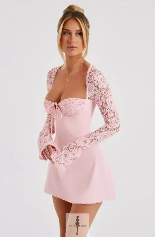 Fashionsarah.com Fashionsarah.com Low Cut Mini Sexy Lace Long Sleeve