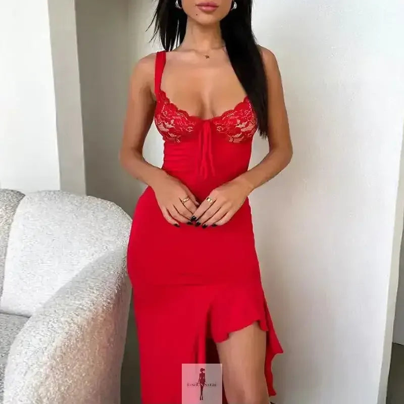 Fashionsarah.com Fashionsarah.com Lace Ruffle Maxi Dress