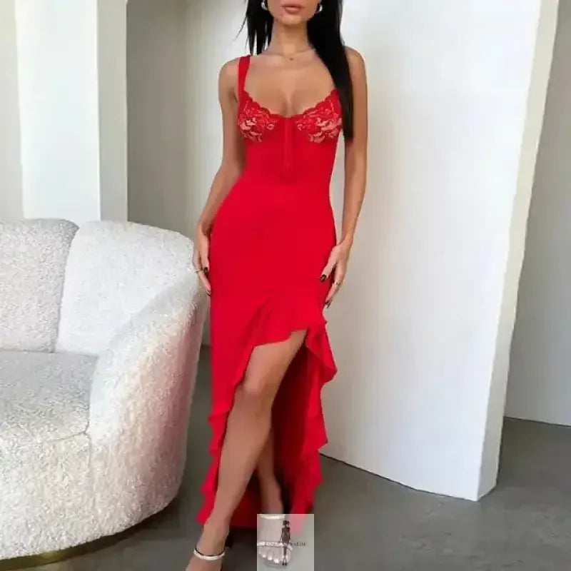 Fashionsarah.com Fashionsarah.com Lace Ruffle Maxi Dress