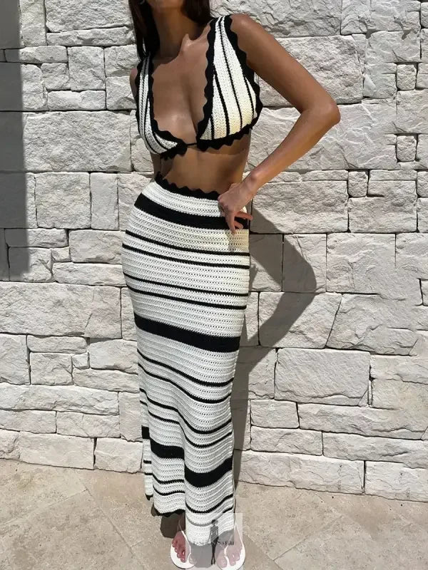 Fashionsarah.com Fashionsarah.com Striped Knitted Women's Beach Skirt