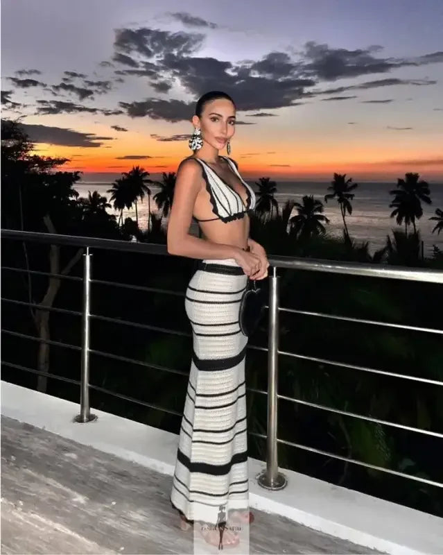 Fashionsarah.com Fashionsarah.com Striped Knitted Women's Beach Skirt