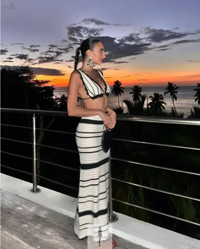 Fashionsarah.com Fashionsarah.com Striped Knitted Women's Beach Skirt