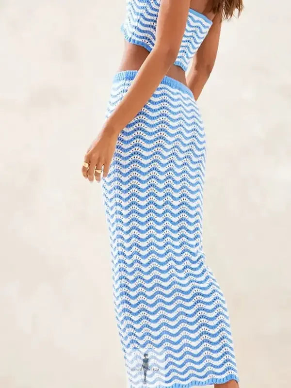 Fashionsarah.com Fashionsarah.com Strapless Knit Crop Tube Tops+Long Skirt Set