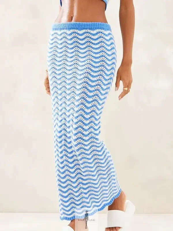 Fashionsarah.com Fashionsarah.com Strapless Knit Crop Tube Tops+Long Skirt Set