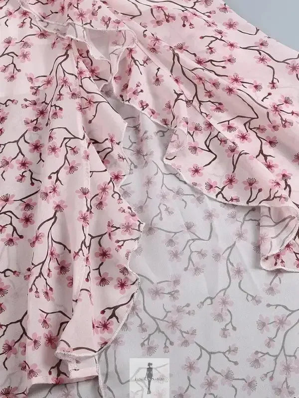 Fashionsarah.com Fashionsarah.com Ruffle Floral Split Long Dress Vacation Party Beach