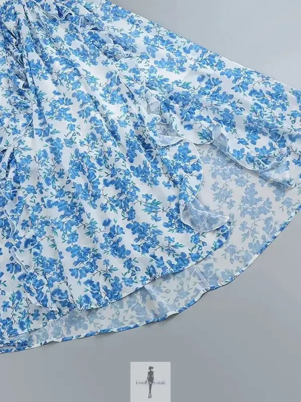 Fashionsarah.com Fashionsarah.com Ruffle Floral Split Long Dress Vacation Party Beach