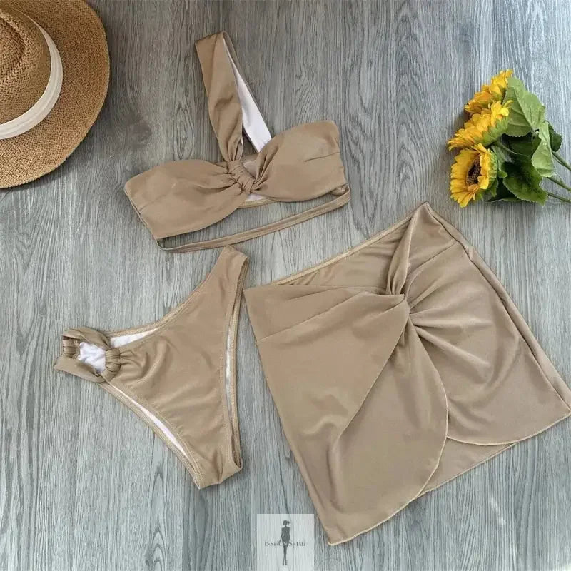 Fashionsarah.com Fashionsarah.com One Shoulder Bikini Set 3 Pieces
