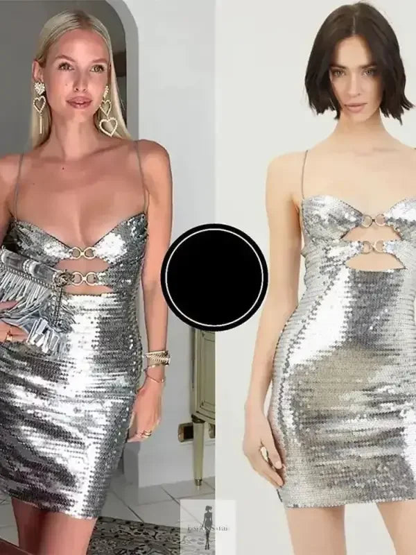 Fashionsarah.com Fashionsarah.com Glamorous Silver Short Dress