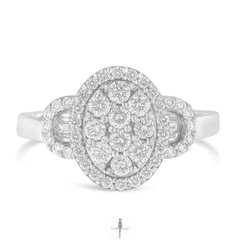 Fashionsarah.com Fashionsarah.com 10K White Gold with Diamond Oval Ring