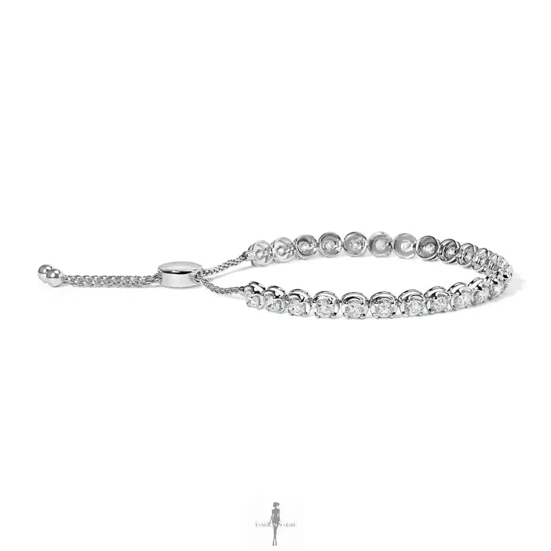 Fashionsarah.com Fashionsarah.com 14K White Gold with Diamond Adjustable Tennis Bracelet