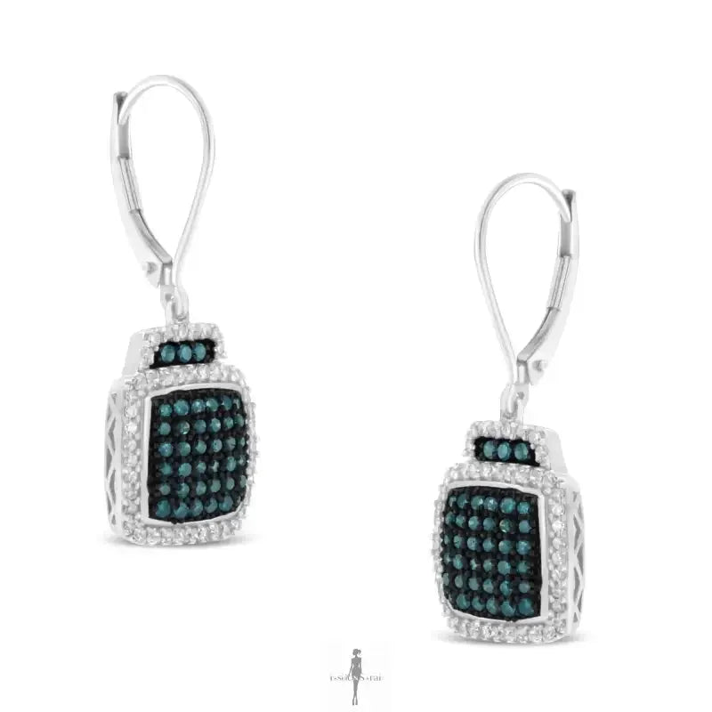 Fashionsarah.com Fashionsarah.com Black Rhodium over Blue and White Diamond Earrings
