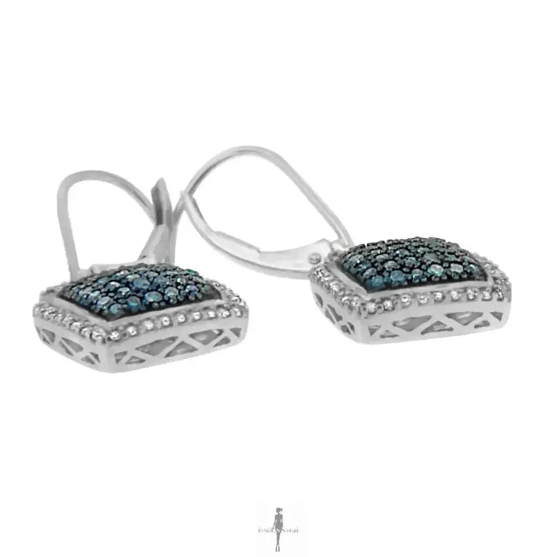 Fashionsarah.com Fashionsarah.com Black Rhodium over Blue and White Diamond Earrings