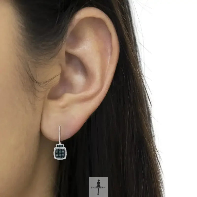 Fashionsarah.com Fashionsarah.com Black Rhodium over Blue and White Diamond Earrings