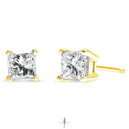 Fashionsarah.com Fashionsarah.com 14K Gold with Princess-Cut Square Diamond Earrings