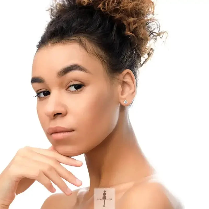 Fashionsarah.com Fashionsarah.com 14K Gold with Princess-Cut Square Diamond Earrings