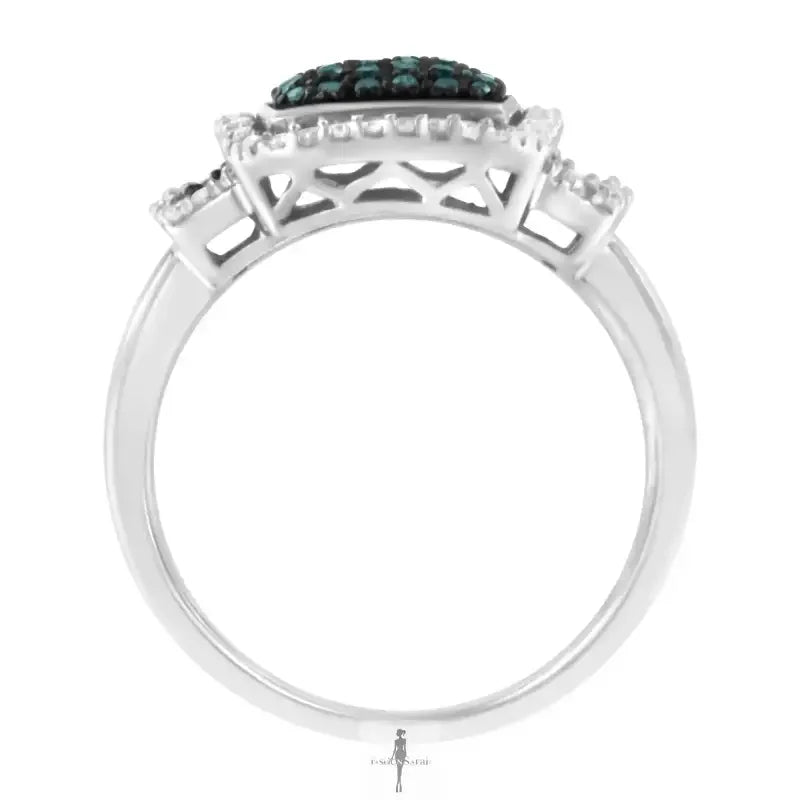 Fashionsarah.com Fashionsarah.com Black Rhodium Plated with Diamond Square Ring
