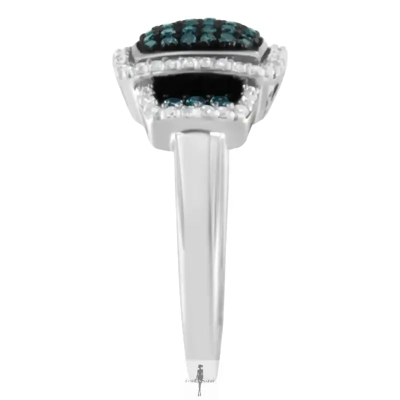 Fashionsarah.com Fashionsarah.com Black Rhodium Plated with Diamond Square Ring