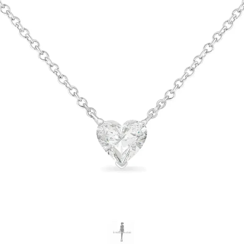Fashionsarah.com Fashionsarah.com 14k White Gold with Heart Shape Diamond Necklace