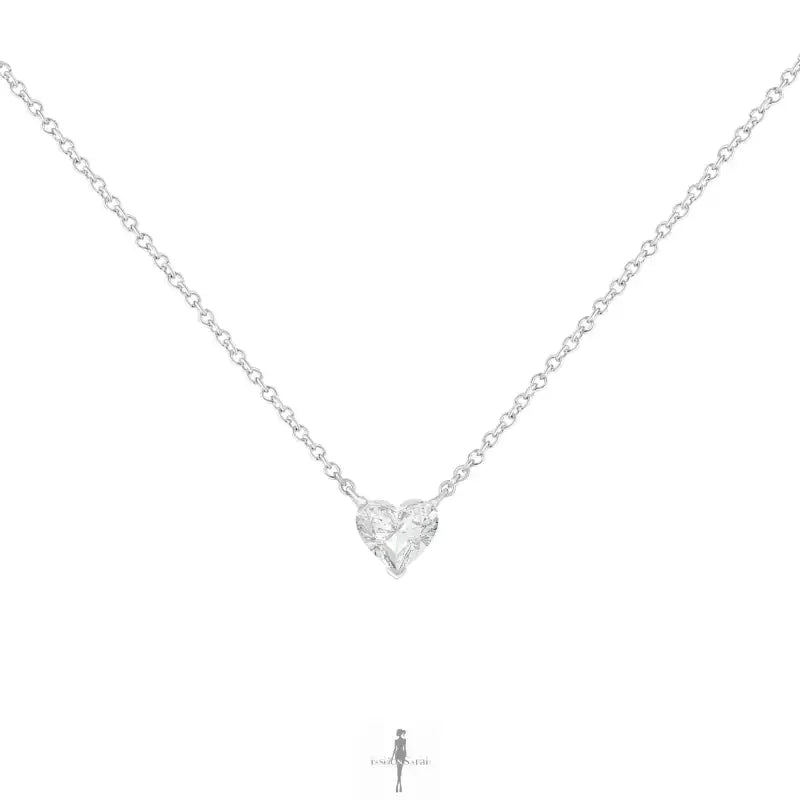 Fashionsarah.com Fashionsarah.com 14k White Gold with Heart Shape Diamond Necklace