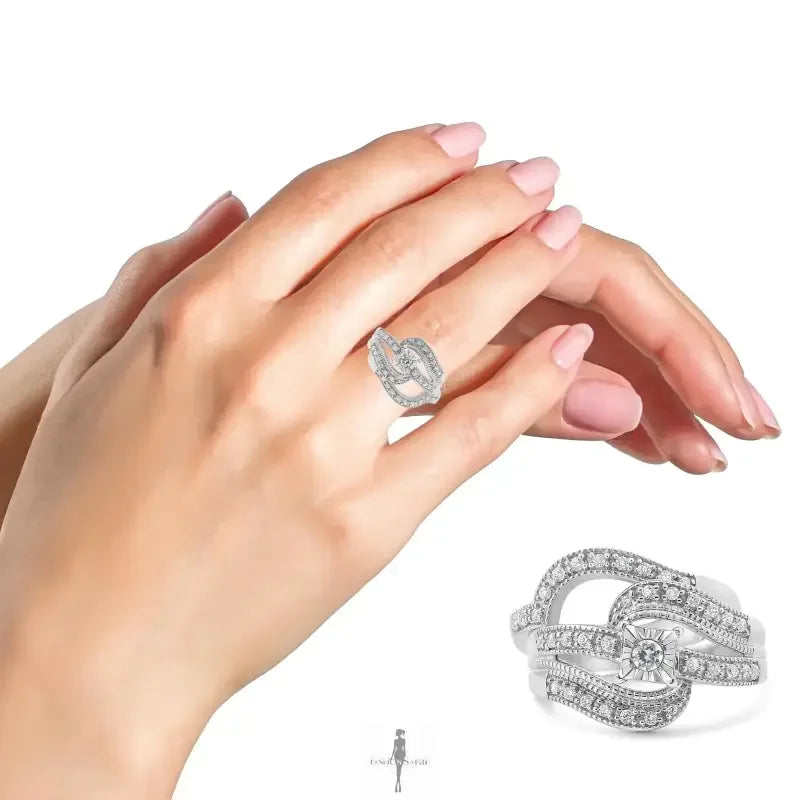 Fashionsarah.com Fashionsarah.com 925 Sterling Silver with Round Diamond Ring