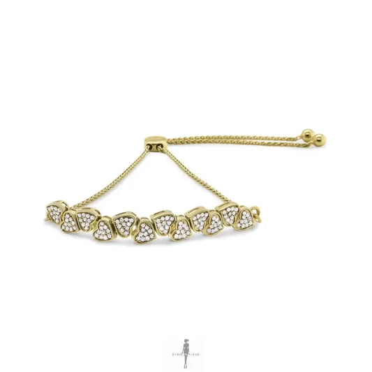 Fashionsarah.com Fashionsarah.com Yellow Gold Plated 1/2 Cttw Diamond Hearts Bolo Bracelet