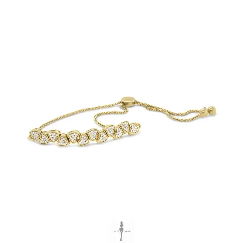 Fashionsarah.com Fashionsarah.com Yellow Gold Plated 1/2 Cttw Diamond Hearts Bolo Bracelet